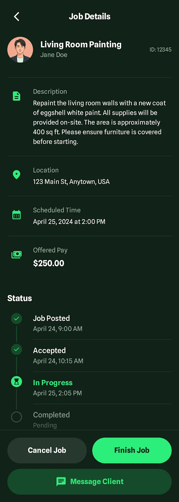 Publicar solicitud con detalles y presupuesto