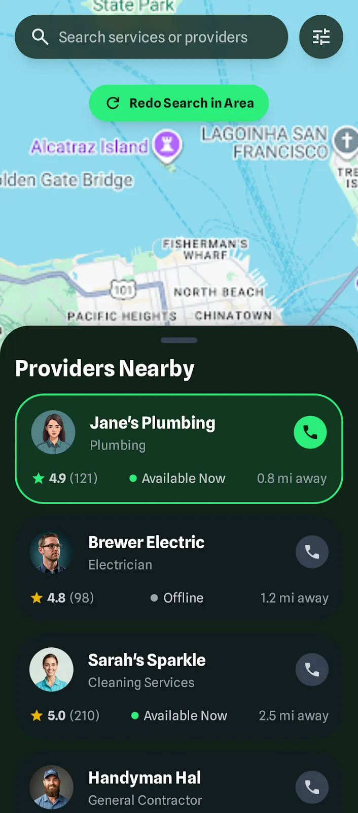 Mapa interactivo con prestadores cercanos